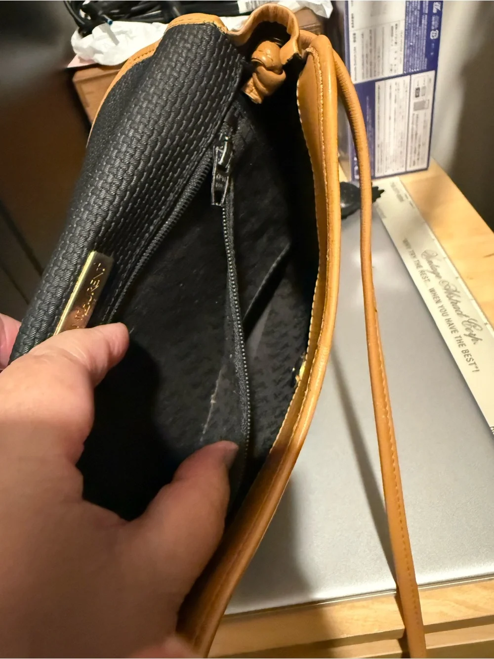 Yves Saint Laurent Black and Tan Crossbody Bag